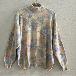 ASPHALT Womens Wool Blend Butter Yellow Floral Sweater Sz M-L Boho Casual